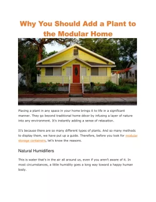 why you should add a plant to the modular home