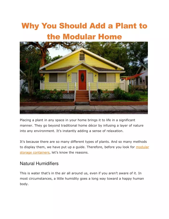 why you should add a plant to the modular home