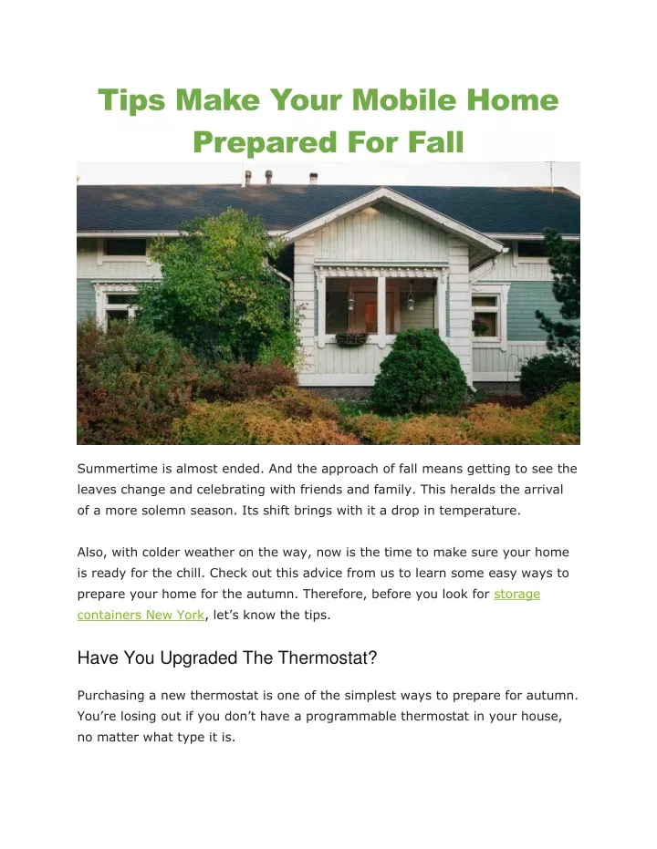 tips make your mobile home prepared for fall