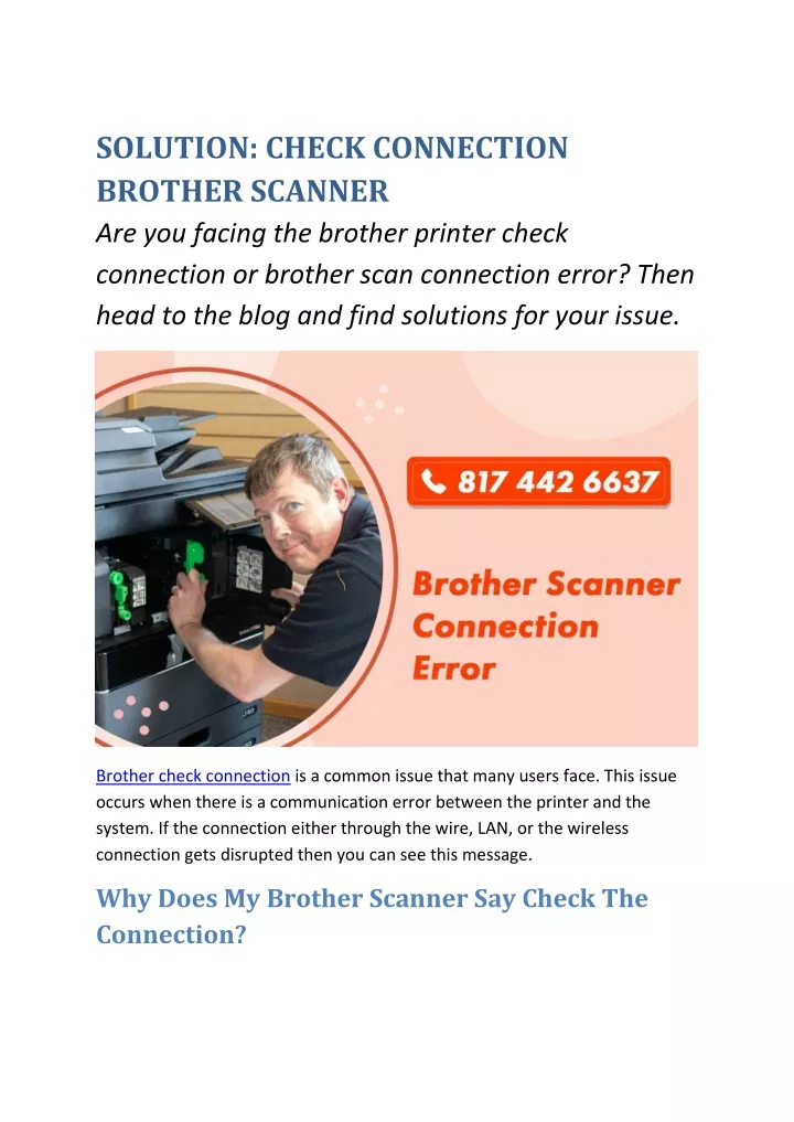 solution check connection brother scanner
