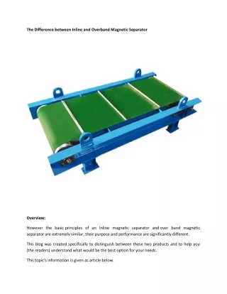 The Difference between Inline and Overband Magnetic Separator