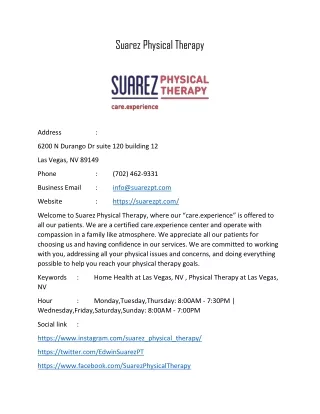 suarez physical therapy