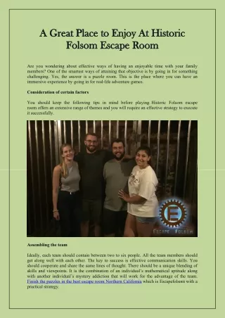 a great place to enjoy at historic folsom escape
