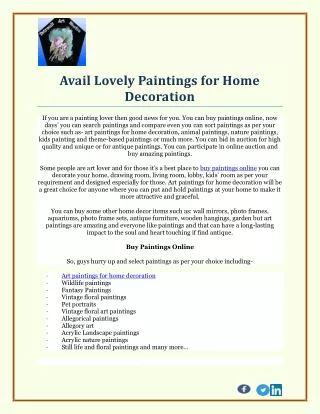 Avail Lovely Paintings for Home Decoration