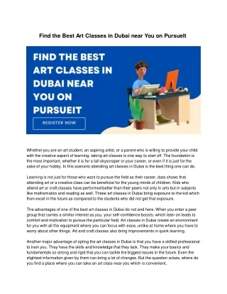 Find The Best Art Classes In Dubai Near You On PursueIt
