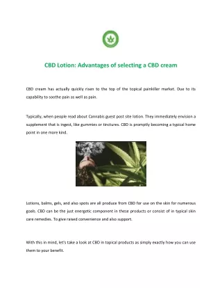 cbd lotion advantages of selecting a cbd cream