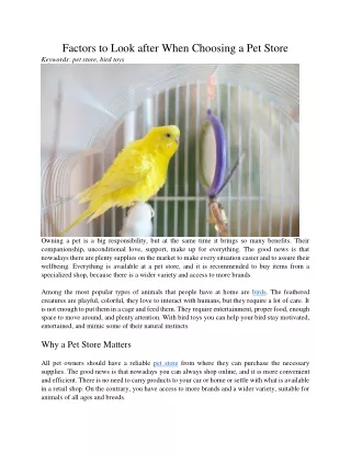 factors to look after when choosing a pet store