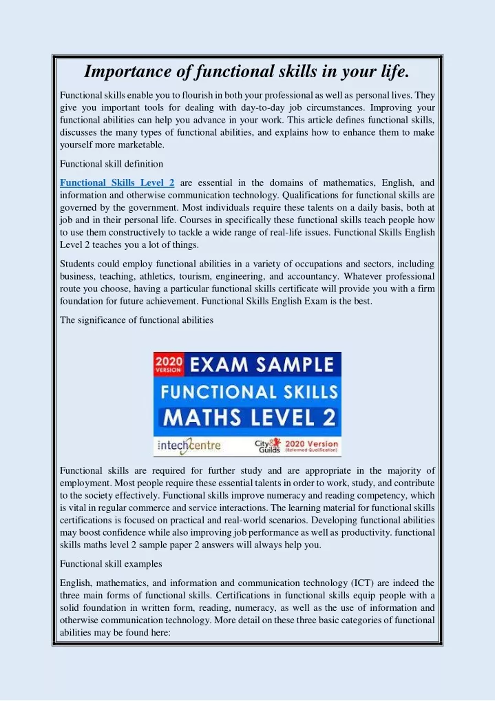 importance of functional skills in your life