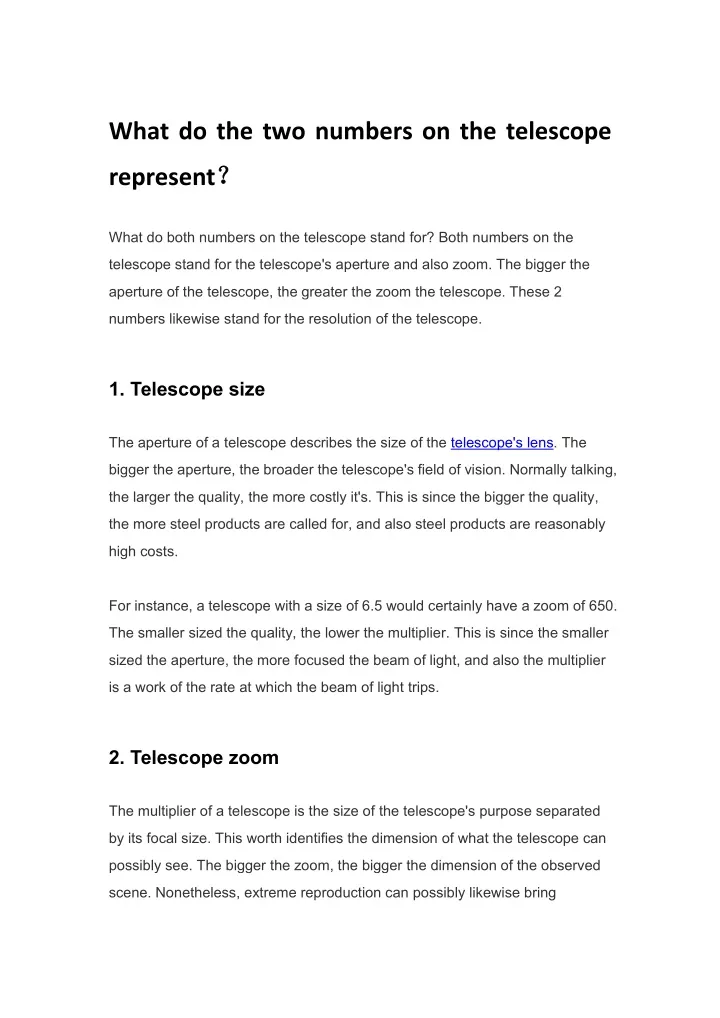 what do the two numbers on the telescope