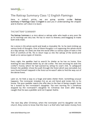 the rattrap summary class 12 english flamingo