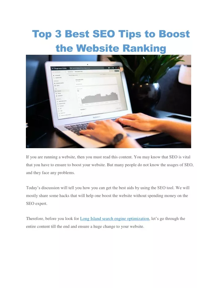 top 3 best seo tips to boost the website ranking