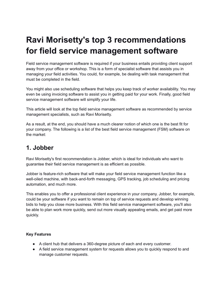 ravi morisetty s top 3 recommendations for field