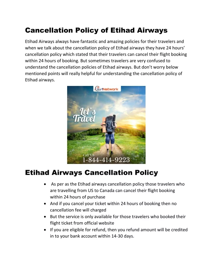 cancellation policy of etihad airways