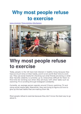 Why most people refuse to exercise-converted