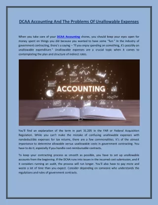 DCAA Accounting And The Problems Of Unallowable Expenses