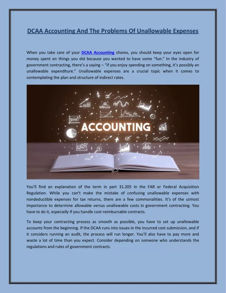 dcaa accounting and the problems of unallowable
