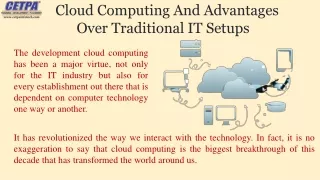 Cloud Computing And Advantages Over Traditional IT Setups