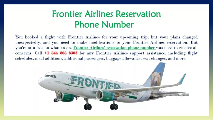 frontier airlines reservation phone number