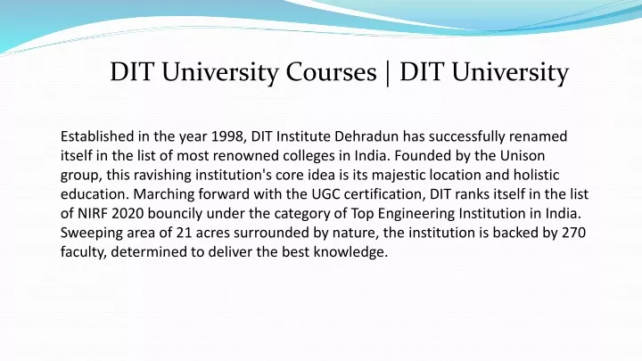 dit university courses dit university