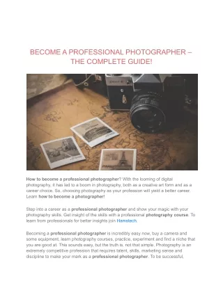 BECOME A PROFESSIONAL PHOTOGRAPHER – THE COMPLETE GUIDE