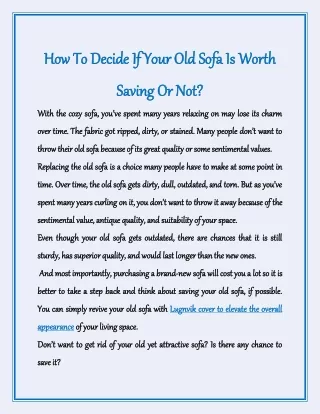 how to decide if your old sofa is worth
