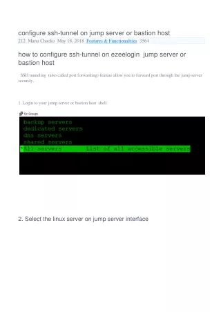 how to configure ssh-tunnel on ezeelogin  jump server or bastion host