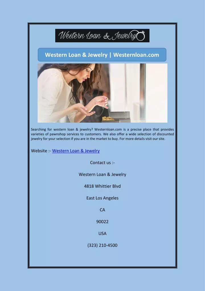 western loan jewelry westernloan com