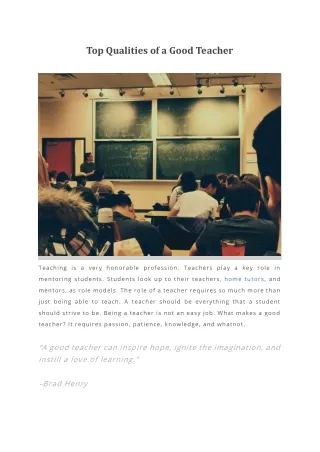top qualities of a good teacher
