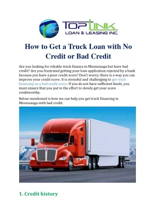 How to Get a Truck Loan with No Credit or Bad Credit