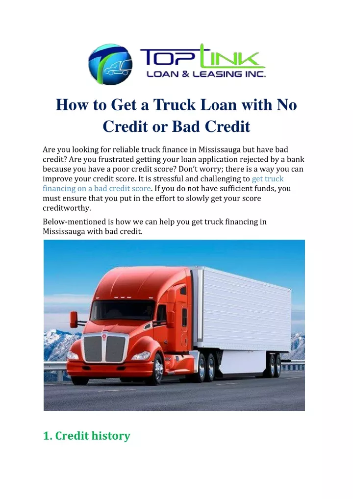how to get a truck loan with no credit