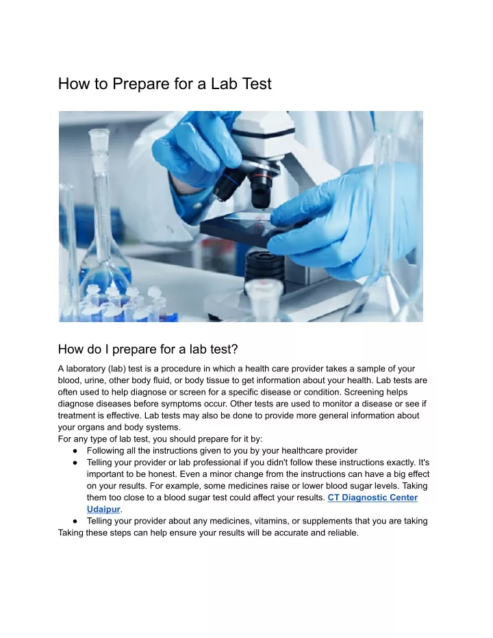 how to prepare for a lab test