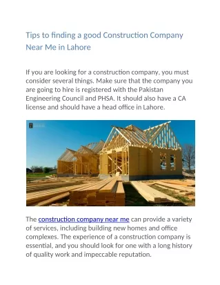 Tips to Finding a Good Construction Company Near Me