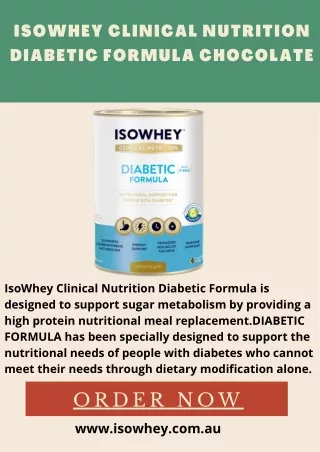 IsoWhey Clinical Nutrition Diabetic Formula Chocolate