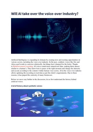 Will AI take over the voice-over Industry?