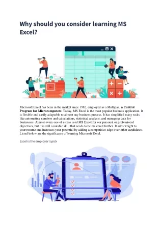 Why should you consider learning MS Excel?