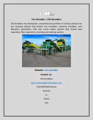 tire shredder cm shredders