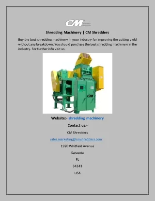 shredding machinery cm shredders