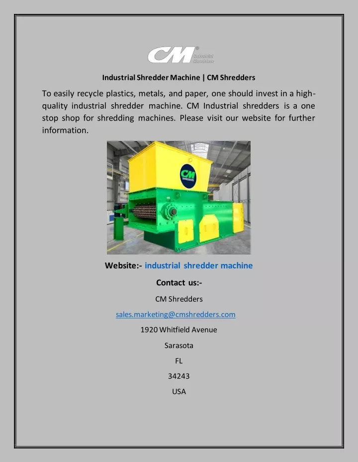 industrial shredder machine cm shredders