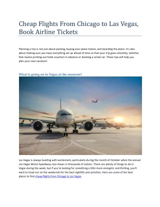 Cheap Flights From Chicago to Las Vegas, Book Airline Tickets