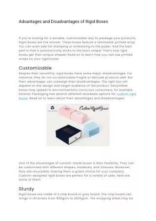 Advantages and Disadvantages of Rigid Boxes