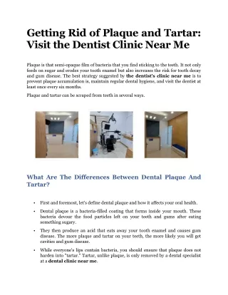 Getting Rid of Plaque and Tartar: Visit the Dentist Clinic Near Me