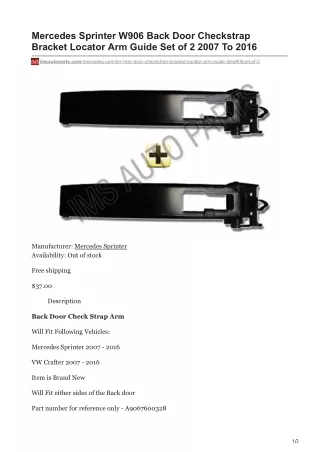 mercedes sprinter w906 back door checkstrap