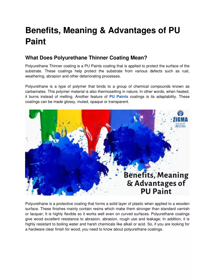 benefits meaning advantages of pu paint