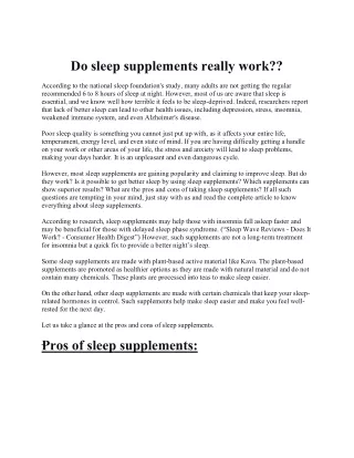 Title:  Do Sleep Supplements Really Work?