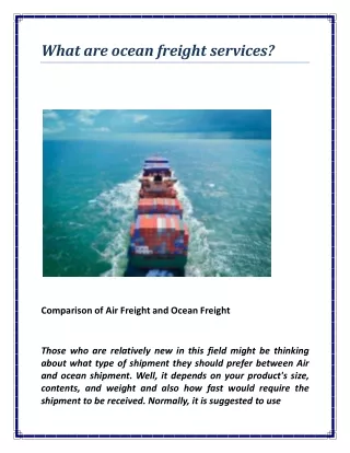 What are ocean freight services?