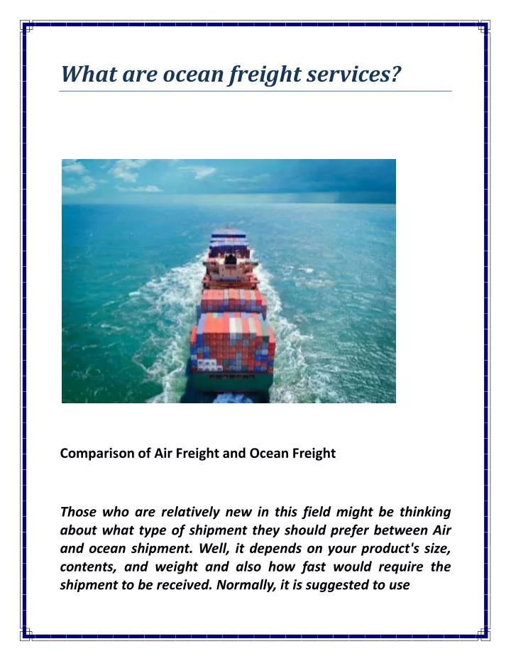 what are ocean freight services
