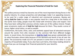 Gold For Cash