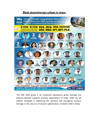 Best physiotherapy college in jaipur
