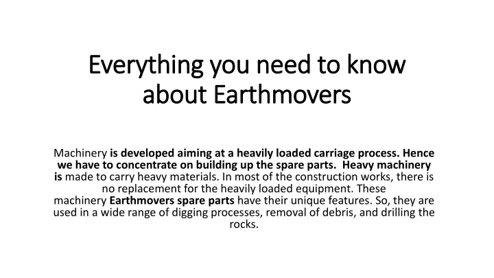 everything you need to know about earthmovers