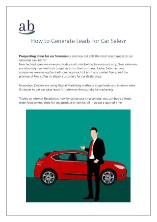 How to Generate Leads for Car Sales?